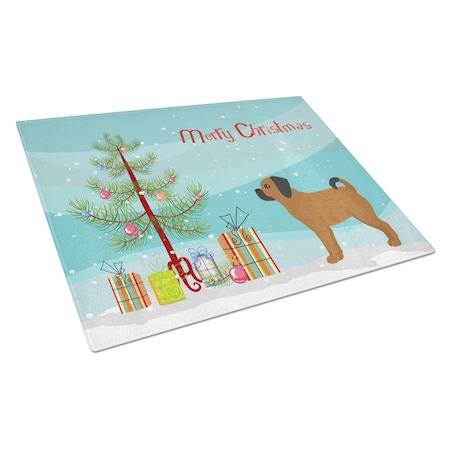 Carolines Treasures Puggle Christmas Tree Glass Cutting Board Large CK3863LCB